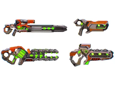 Weapons Set 4 Gun Pistol Assault rifle Sniper rifle machine gun 3D Model Pack 4