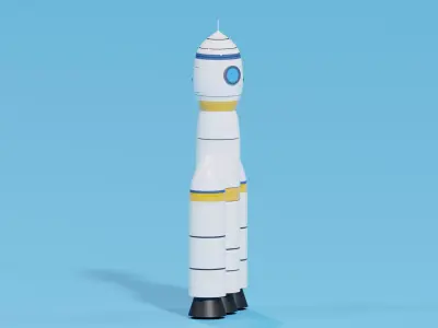 Cartoon Space Rocket 3D model purchase