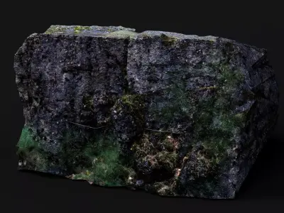 bunker block destroyed part debris PBR photogrammetry Low-poly 3D model
