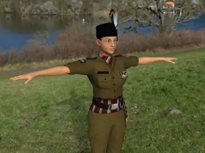 Indian leady police  Low-poly 3D model