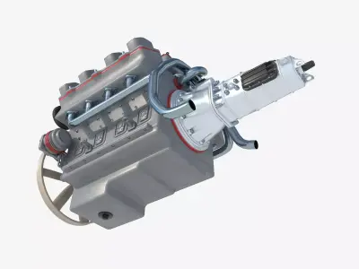 8 cylinder truck engine 3D model