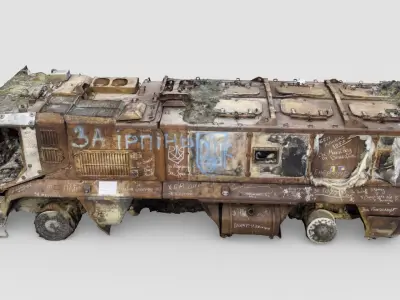 destroyed russian KAMAZ-63968 Typhoon-K MRAP  3D model