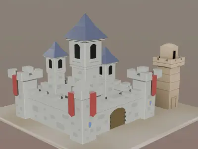 Medieval Castle and Tower 3D model