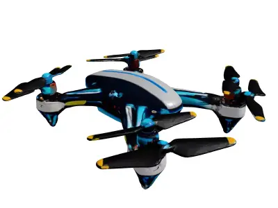 Futuristic Quadcopter Drone with Damage 3D model
