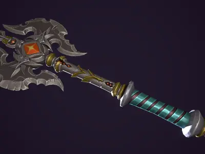 Stylized Axe Low-poly 3D model 7