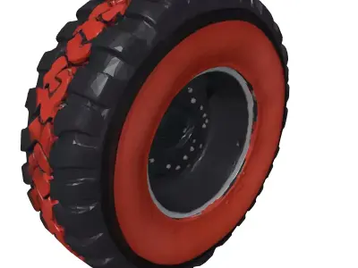 Aggressive OffRoad Tire and Wheel 3D model