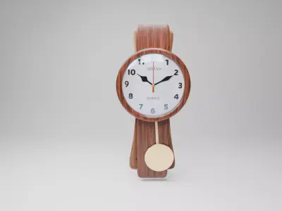 Pendulum Wall Clock 3D Model Quartz Clock Interior Decor Free 3D model