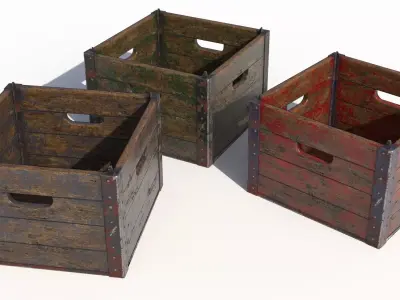 Wooden Crate Low-poly 3D model 6