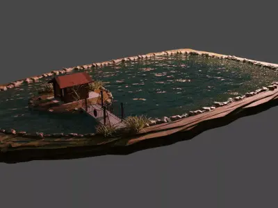 Old house and pond 3D model