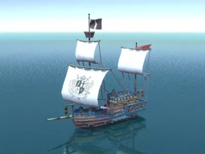 Stylized European Ships Low-poly 3D model