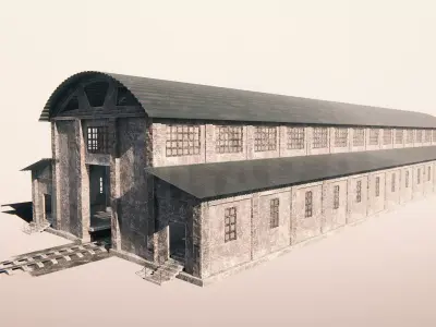 Hangar 05 Railway Station PBR Low-poly 3D model