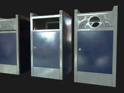 Industrial Small Trash Recycle Bins Low-poly 3D model