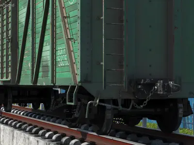 Old Cargo Wagon Green 3D model