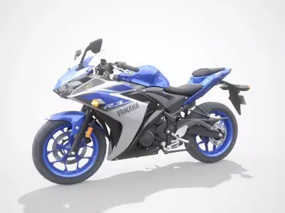 Yamaha R3 motorcycle Low-poly 3D model