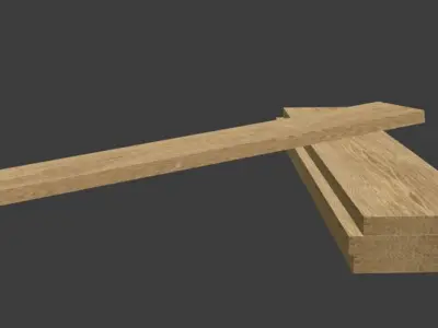 Plank lowpoly pair of wooden sticks Low-poly 3D model