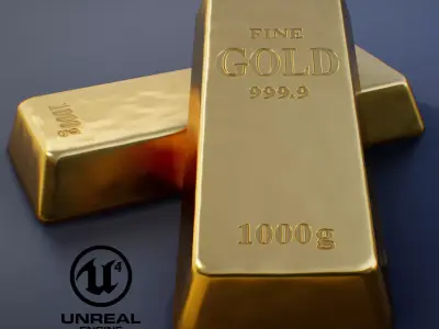 Gold Bullion PBR Game-Ready Low-poly 3D model