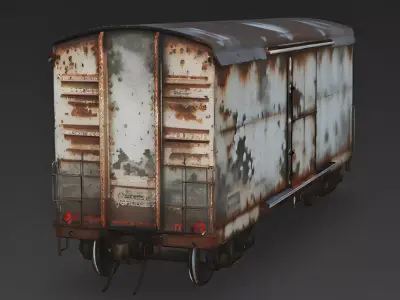 Realistic Full Rusted Autorack Train Car 3d model Low-poly 3D model