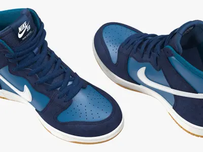 Skateboarding Shoe Nike SB Dunk High Pro Blue 3D model