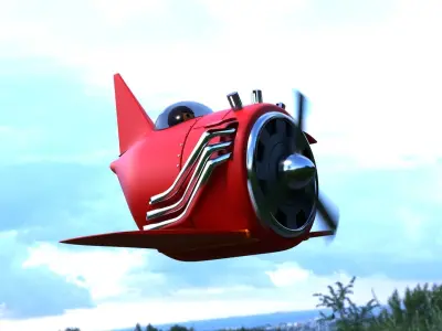 Red-Plane airplane Low-poly 3D model