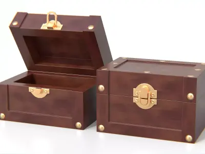 Wooden Jewelry Box Low-poly 3D model