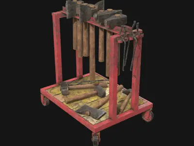 Ironwork Tools Rack 2 Low-poly 3D model