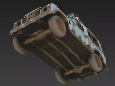 Abandoned Off-Road Vehicle Wreck Low-poly 3D model