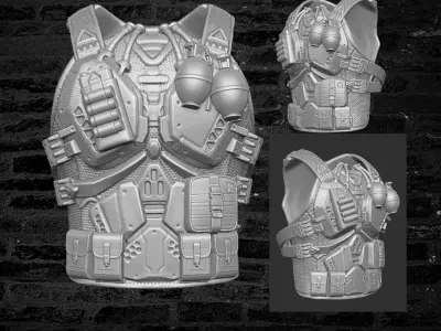 Future Cyber Vest 3D printable File for Action Figures  3D print model