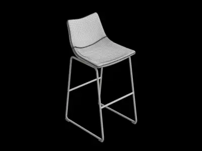 Vintage Pu Leather Barstool 3D model