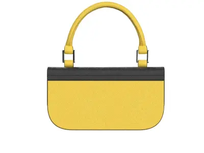Yellow Leather Baguette Bag 3D model
