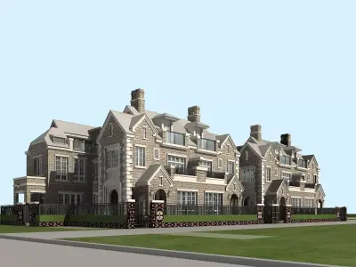 Villa mansion in middle of street 3D model