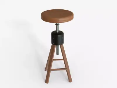 Wood Steel Industrial Bar Chair 3D model