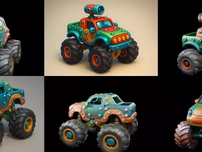 Monster Truck bundle 9 pack 100 glb 3D model