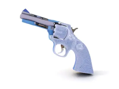 Engraved Blue Revolver model pack Low-poly 3D model