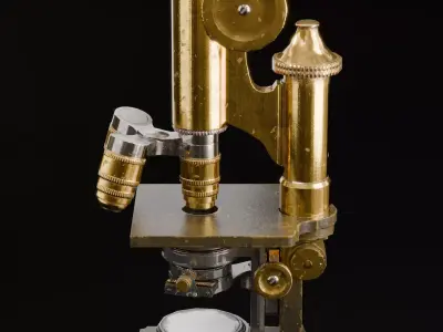 Antique Brass Microscope 3D Model  High Quality PBR Textured Low-poly 3D model