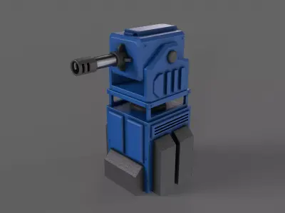 PBR Turret Gun 01 Blue Low-poly 3D model