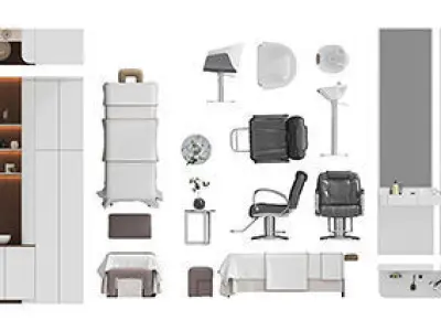 FLOOR PLAN 2d furniture top view 3D render realistic part 3 3D model