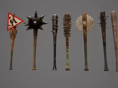 Baseball bat Six pack  Low-poly 3D model
