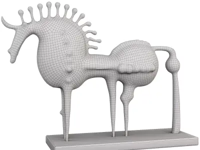 Abstract Metal Reindeer Sculpture Low-poly 3D model
