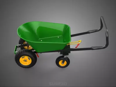 HEAVY DUTY FOUR 4 WHEEL GREEN GARDEN CART WHEELBARROW BRAKE TILT 3D model
