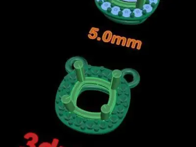 Dainty Diamond Halo Cushion Pendant 5mm 3D print model