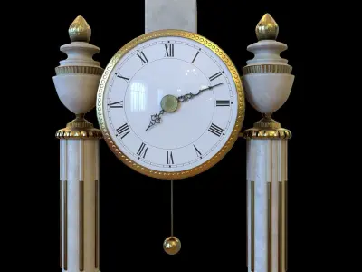 Antique White Clock made of Marble and Gold 3D model
