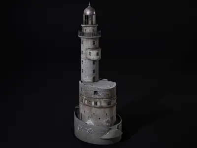 Abandoned lighthouse Aniva Low-poly 3D model