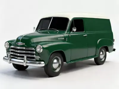 Realistic 1950s Rural Delivery Van 3D Model Low-poly 3D model