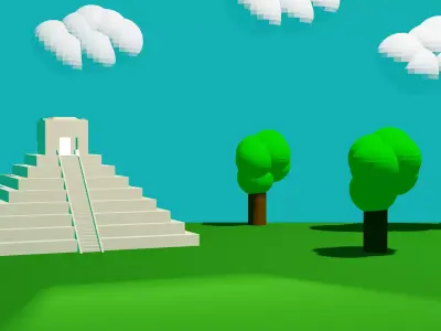 Basic temple Low-poly 3D model