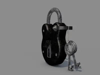 Medieval Padlock t1 3D model