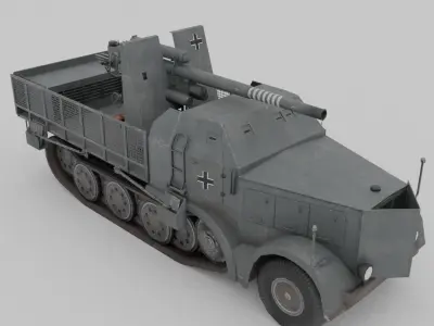 Flak 37 88mm Sfl Low-poly 3D model