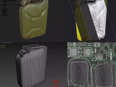 Soviet old rusty canister 20L Low-poly 3D model