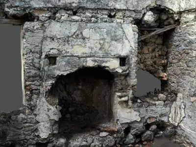 Abandoned House Ruined Part Scan - Fireplace 03 3D model