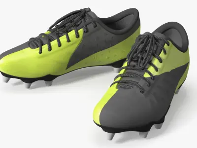 Football Shin Pads with Matching Cleats Green 3D model