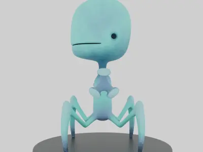 Alien cartoon   Low-poly 3D model